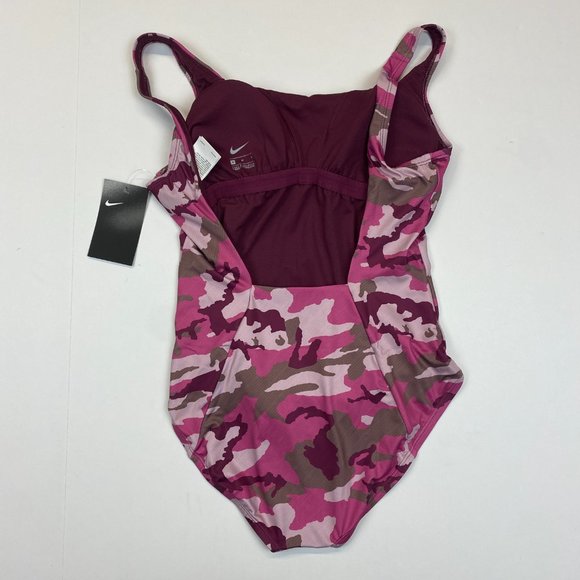 Women's Nike Camo U-Back One-Piece Swimsuit (NESSA326-622) Villain Red - M - Picture 3 of 6